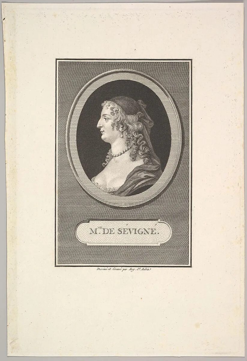 Portrait of Marie de Rabutin, Mise de Sévigné — Augustin de Saint-Aubin