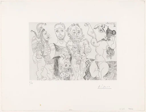 A Buffoon and Dwarf, Roman and Old Man before a Dancing Odalisque, from 347 Suite