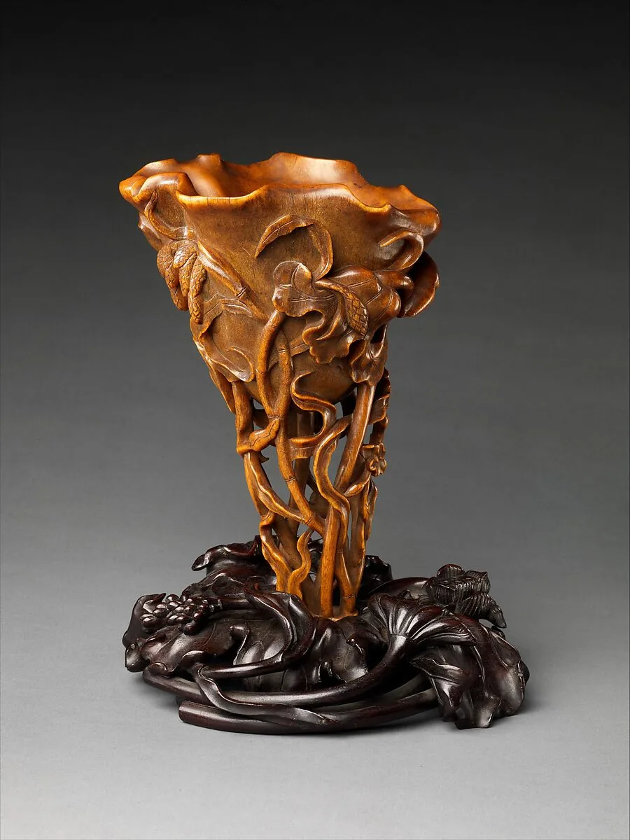 清 犀角雕玉蘭杯|Cup in the shape of a magnolia blossom — Unknown