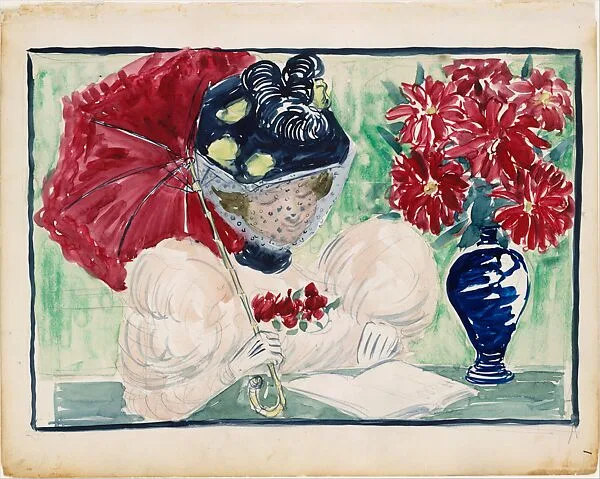 Large Boston Public Garden Sketchbook: A Woman Reading a Book — Maurice Brazil Prendergast