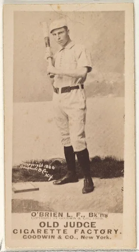 Darby O'Brien, Left Field, Brooklyn Bridegrooms, from the Old Judge series (N172) for Old Judge Cigarettes