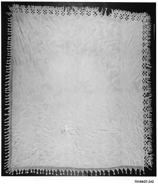 Embroidered whitework coverlet — Mercy Emerson Tomlinson