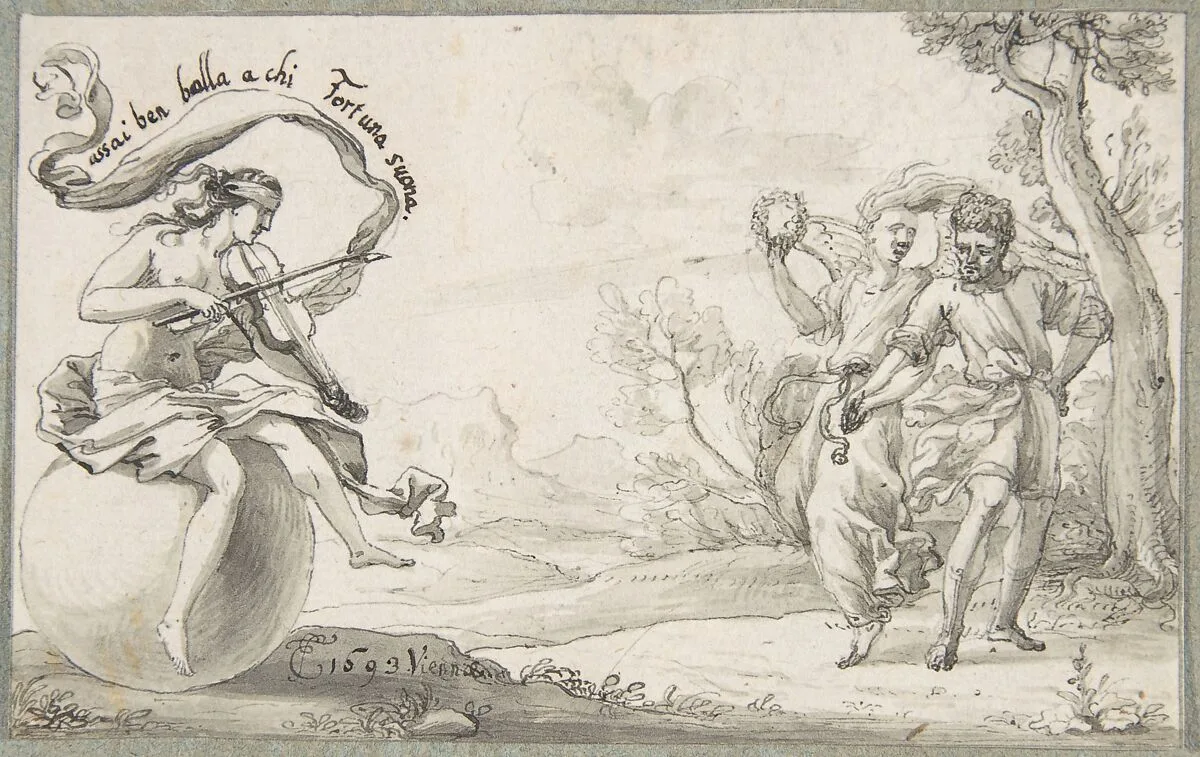A Dancing Pair Accompanied by a Blindfolded Fortune — Monogrammist EF (?)