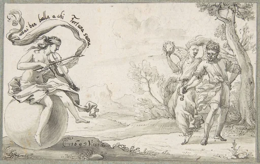 A Dancing Pair Accompanied by a Blindfolded Fortune