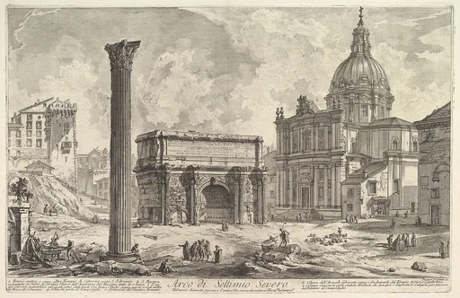 The Arch of Septimius Severus, with the Church of S. Martina on the right (Arco di Settimio Severo), from "Vedute di Roma"