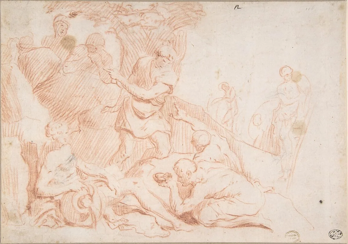 Figures and a River God — Anonymous, Italian, Roman-Bolognese, 17th century