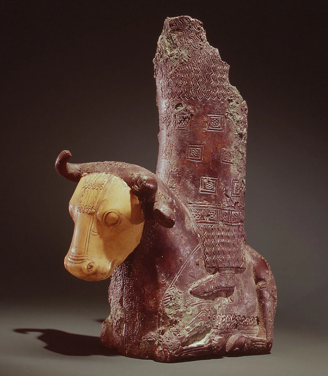 Part of a throne with deity on a bull — Unknown