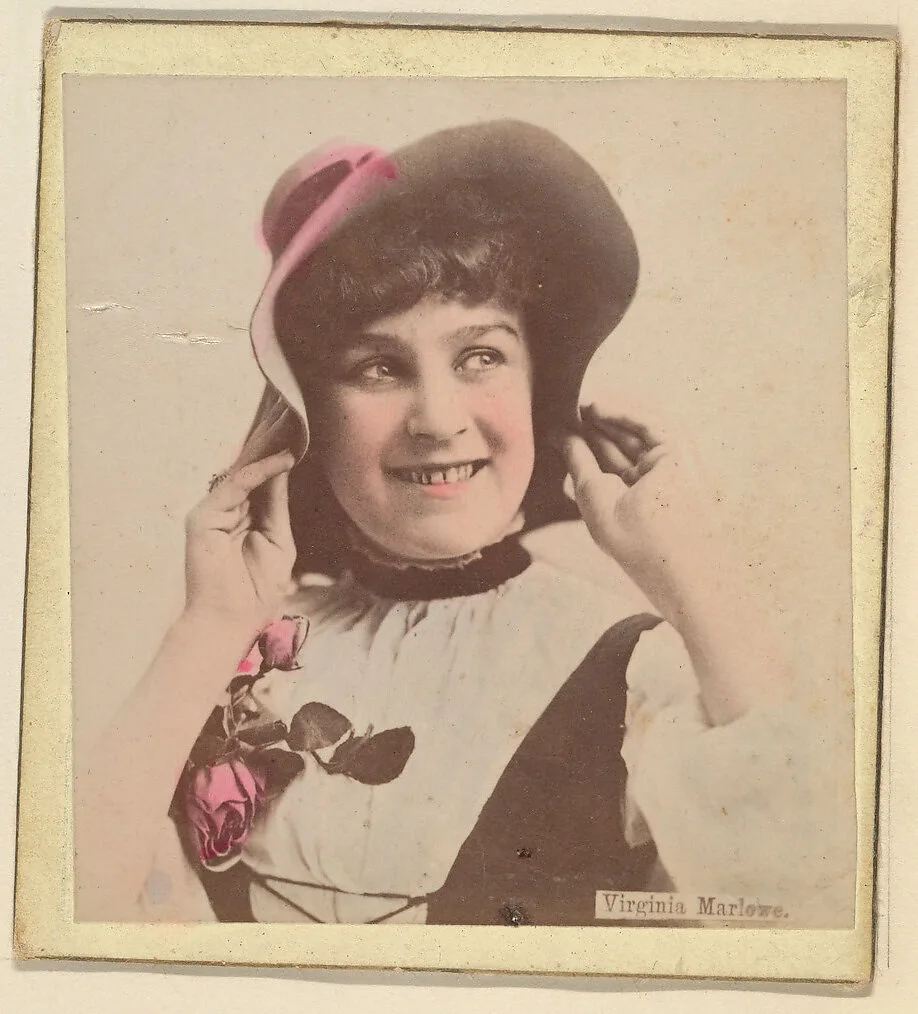 Virginia Marlowe, from the Actresses series (N246), Type 2, issued by Kinney Brothers to promote Sporting Extra Cigarettes — Kinney Brothers Tobacco Company