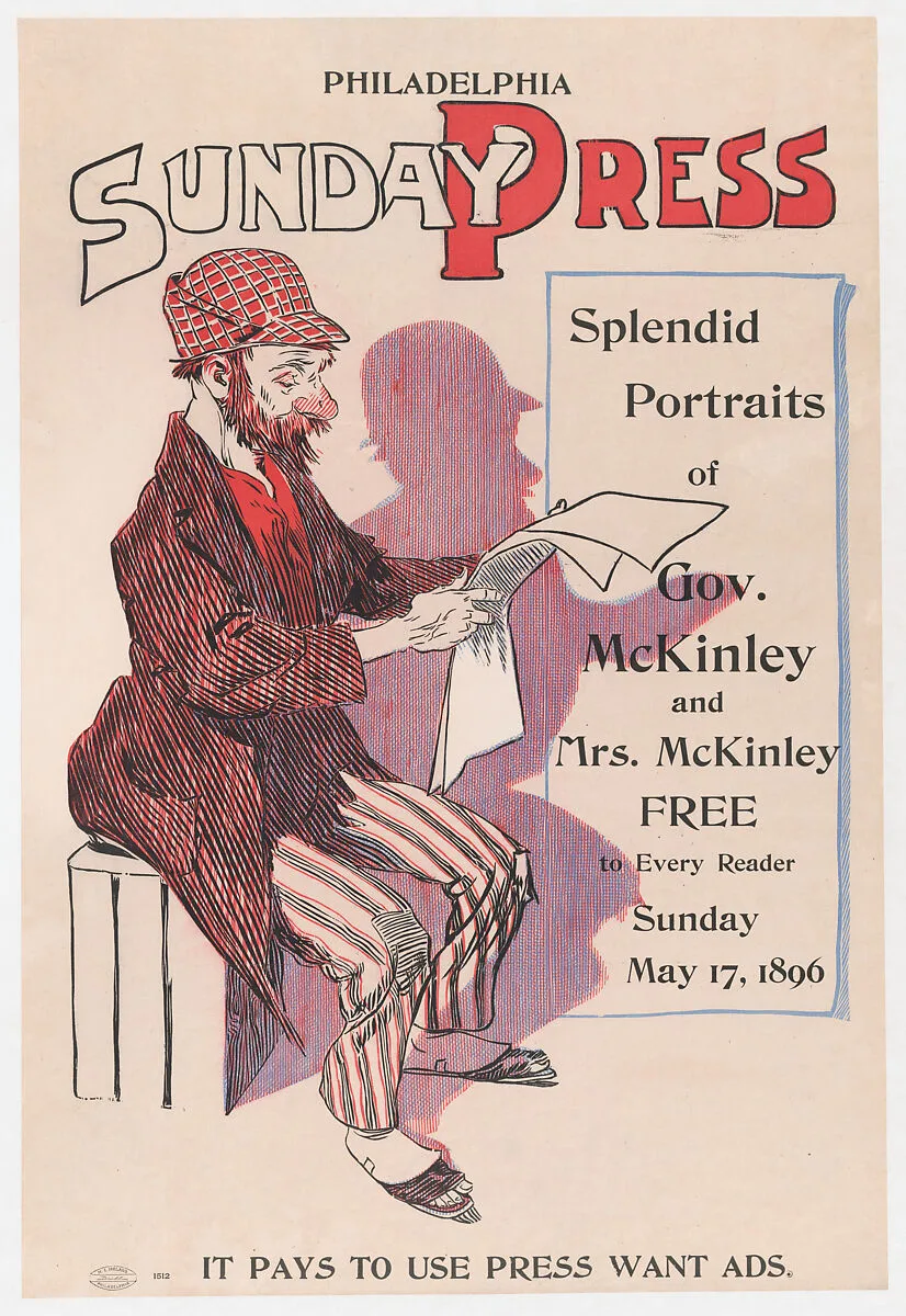 Advertisement for Philadelphia Sunday Press: May 17, 1896 — George Reiter Brill