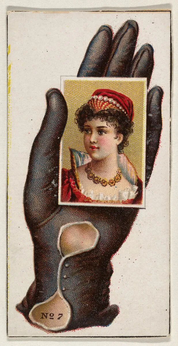 Card Number 7, cut-out from banner advertising the Opera Gloves series (G29) for Allen & Ginter Cigarettes — Allen & Ginter|American Tobacco Company