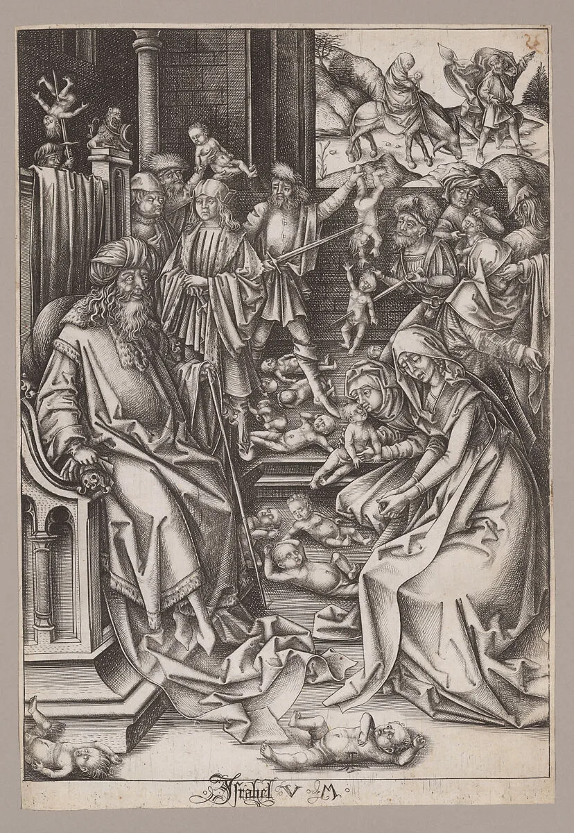 The Massacre of the Innocents with the Flight into Egypt, from "The Life of the Virgin" — Israhel van Meckenem|Hans Holbein the Elder