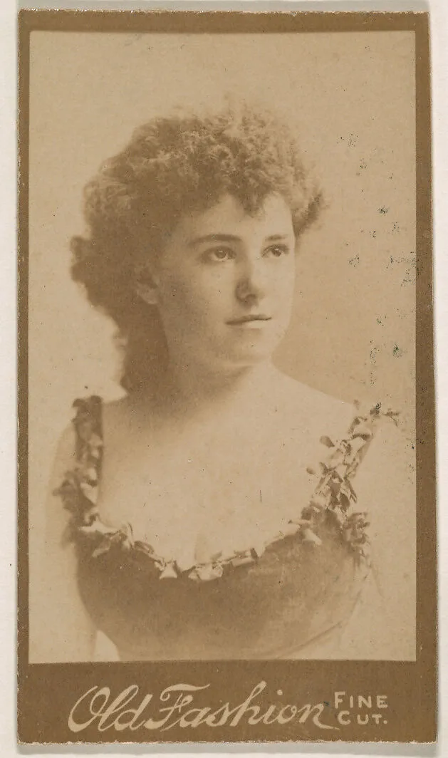 Actress wearing dress with ivy affixed along neckline, from the Actresses series (N664) promoting Old Fashion Fine Cut Tobacco — Unknown