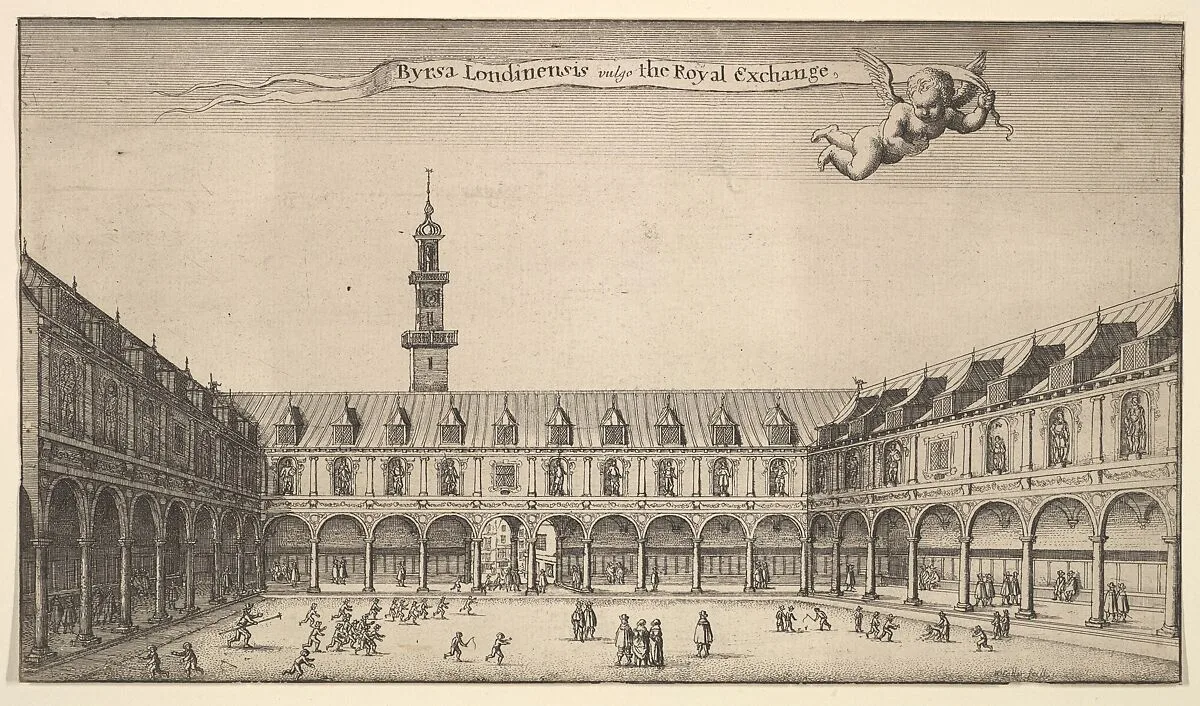 Byrsa Londinensis vulgo the Royal Exchange (Royal Exchange, London) — Wenceslaus Hollar