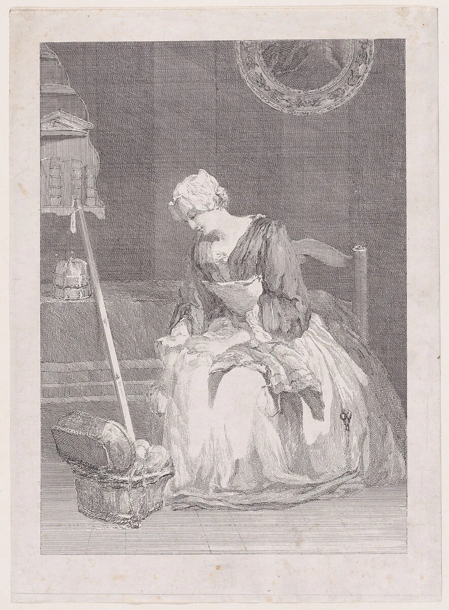 The Embroiderer — Jean Jacques Flipart|Jean Siméon Chardin