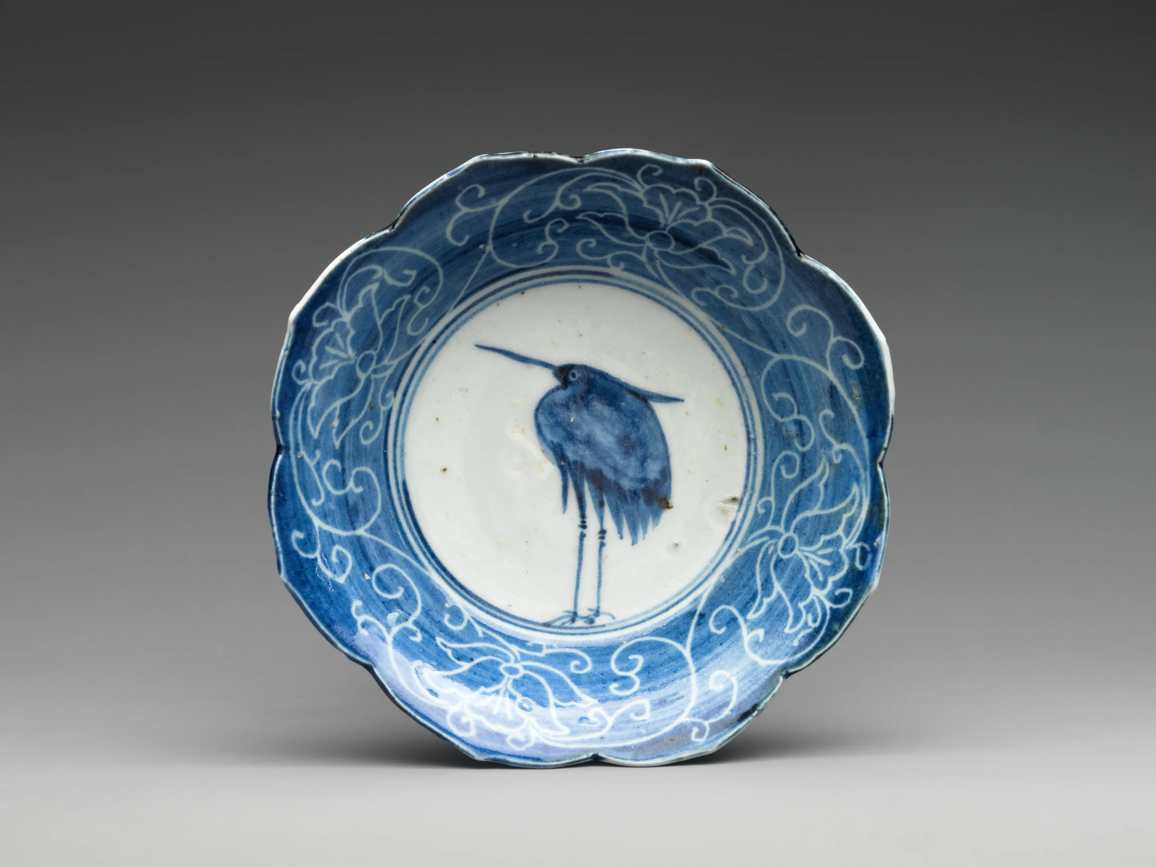 染付白鷺文鉢|Deep Dish with Egret (from a set of ten) — Unknown