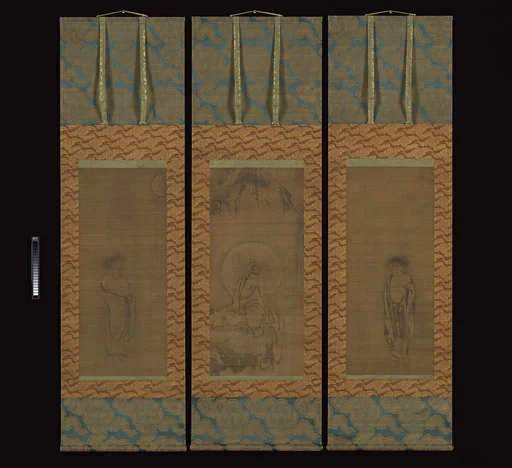 白衣観音・寒山・拾得図|Triptych of White-robed Kannon, Kanzan, and Jittoku