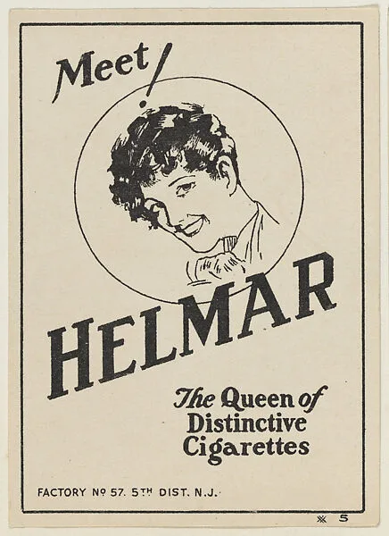 Meet Helmar, The Queen of Distinctive Cigarettes, from the "Girls" series (T67), issued with Helmar Cigarettes by S. Anargyros Tobacco Company — S. Anargyros Tobacco Company