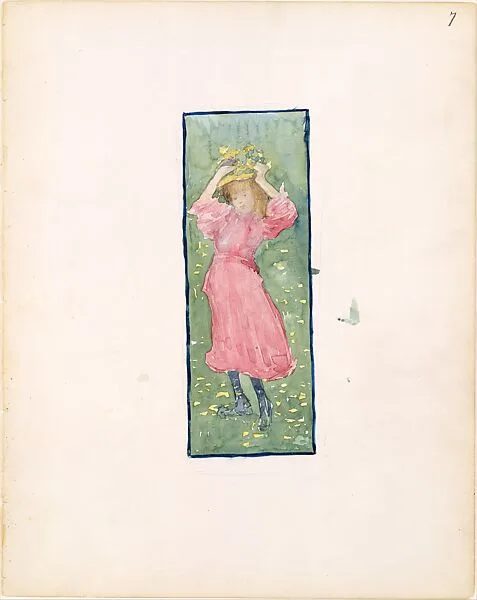 Large Boston Public Garden Sketchbook: A girl holding her hat — Maurice Brazil Prendergast
