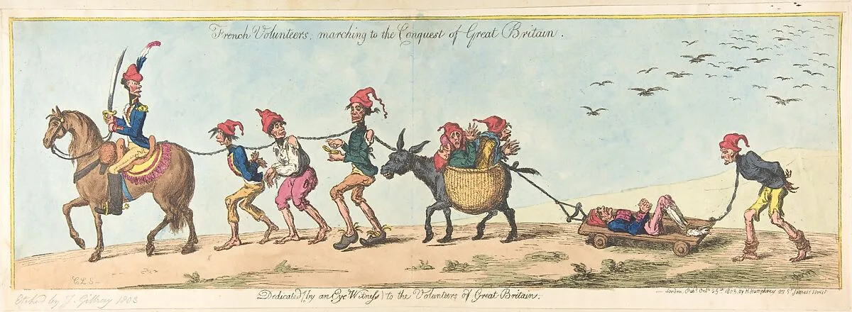 French Volunteers Marching to the Conquest of Great Britain — James Gillray|Hannah Humphrey|Charles Loraine Smith