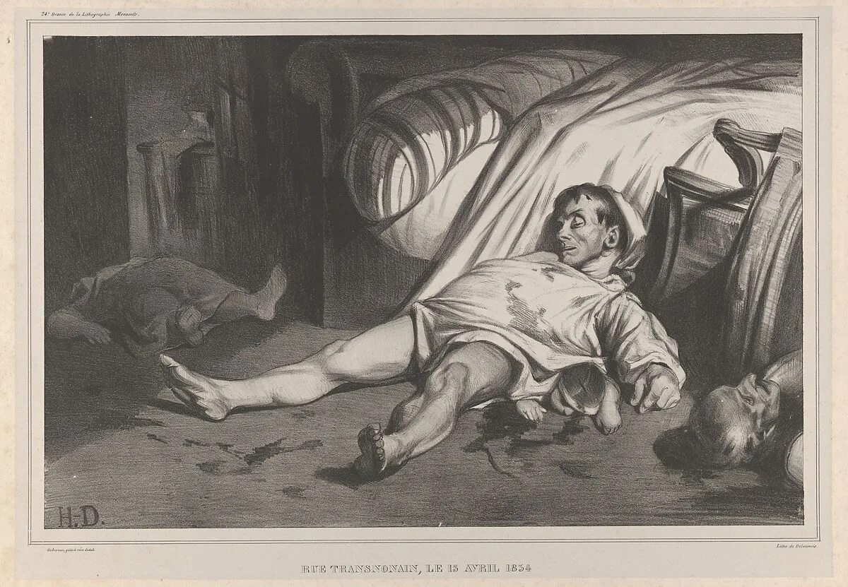 Rue Transnonain, le 15 Avril, 1834, Plate 24 of l'Association mensuelle — Honoré Daumier|Delaunois