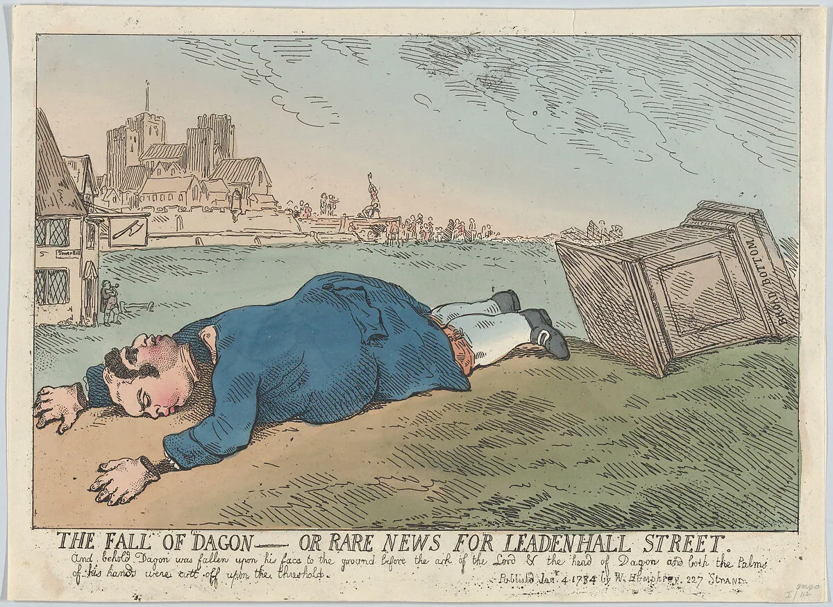 The Fall of Dagon – Or Rare News for Leadenhall Street — William Humphrey|Thomas Rowlandson|Georgiana, Duchess of Devonshire|Charles James Fox