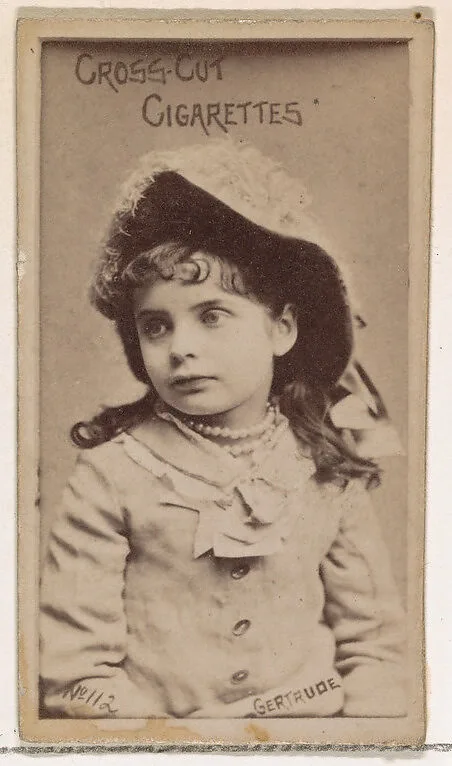 Card Number 112, Gertrude, from the Actors and Actresses series (N145-1) issued by Duke Sons & Co. to promote Cross Cut Cigarettes — W. Duke, Sons & Co.