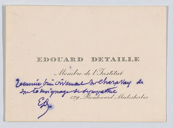 Édouard Detaille, calling card — Anonymous