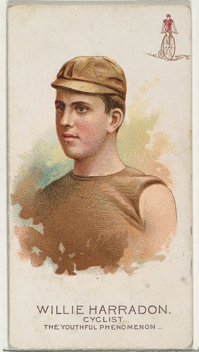 Willie Harradon, Cyclist, The Youthful Phenomenon, from World's Champions, Series 2 (N29) for Allen & Ginter Cigarettes — Lindner, Eddy & Claus|Allen & Ginter