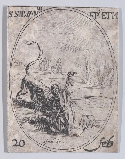 S. Silvain, évêque et martyr (St. Sylvanus, Bishop and Martyr), February 20th, from "Les Images De Tous Les Saincts et Saintes de L'Année" (Images of All of the Saints and Religious Events of the Year)
