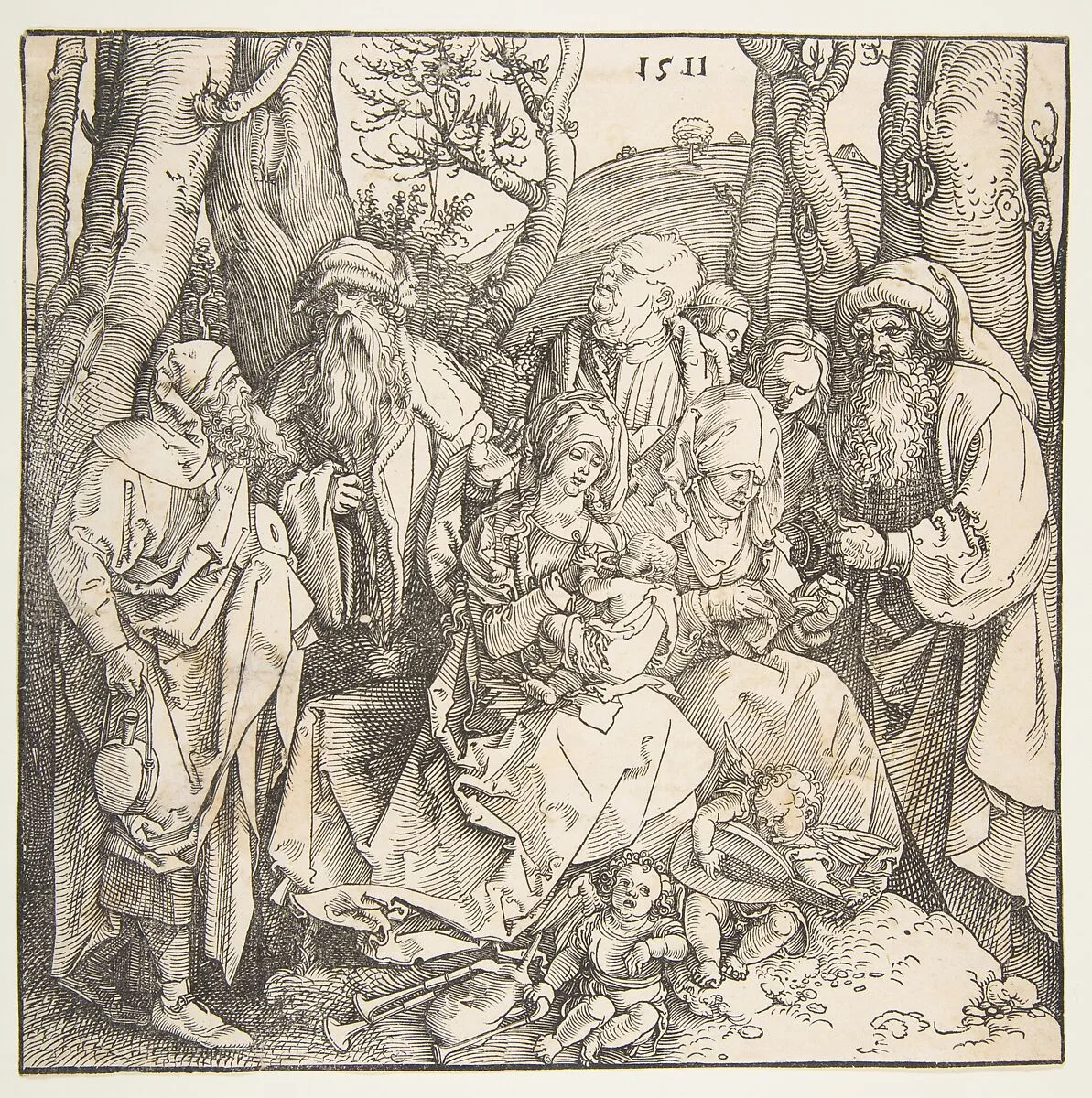 The Holy Family with Saints and Two Musical Angels — Albrecht Dürer