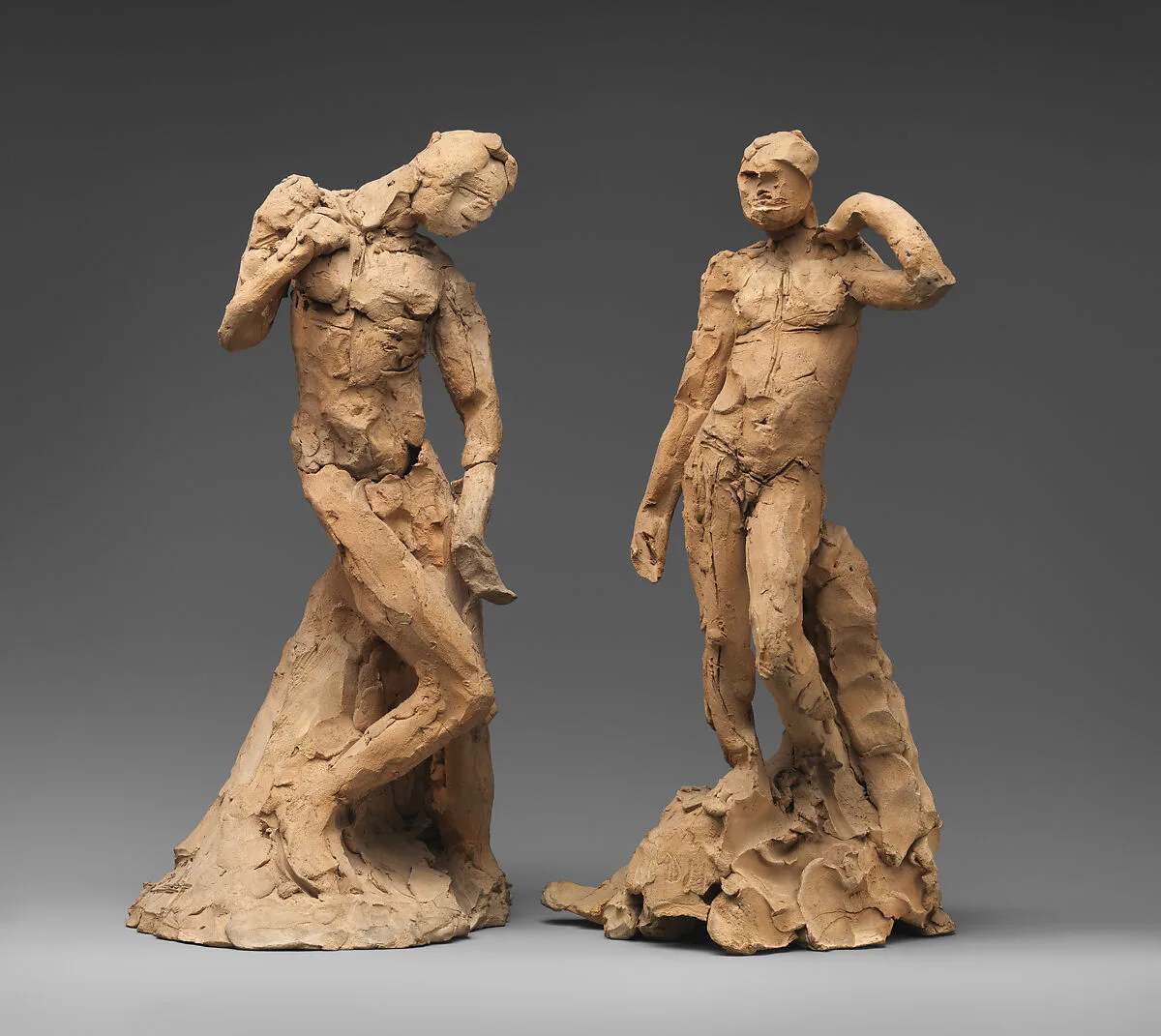 Pair of Standing Nude Male Figures Demonstrating the Principles of Contrapposto according to Michelangelo and Phidias — Auguste Rodin