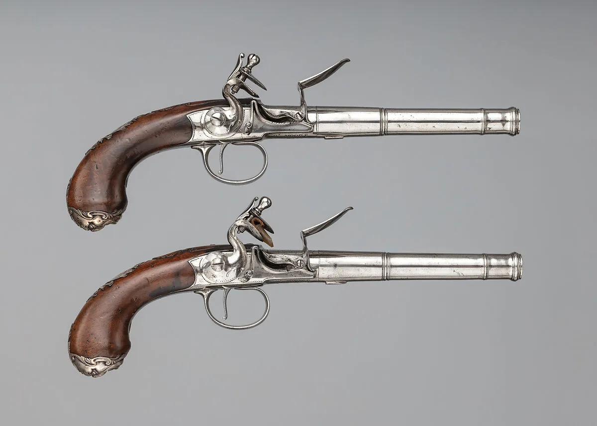 Pair of Flintlock Turn-Off Pistols — Daniel Moore|John King