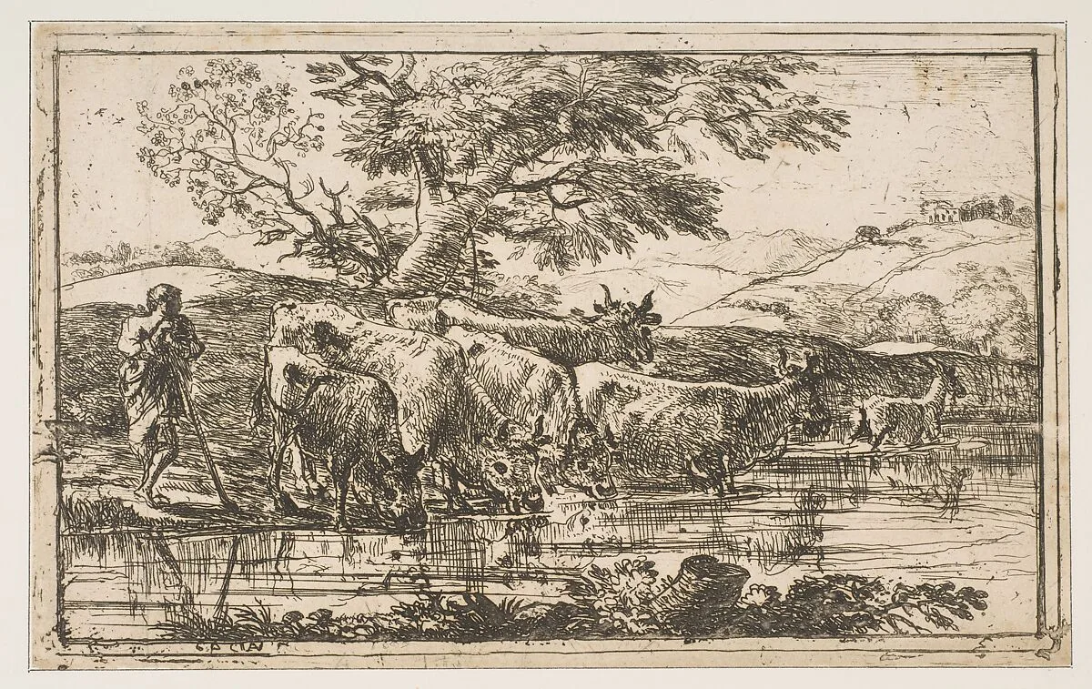 The Herd at the Watering Place — Claude Lorrain (Claude Gellée)