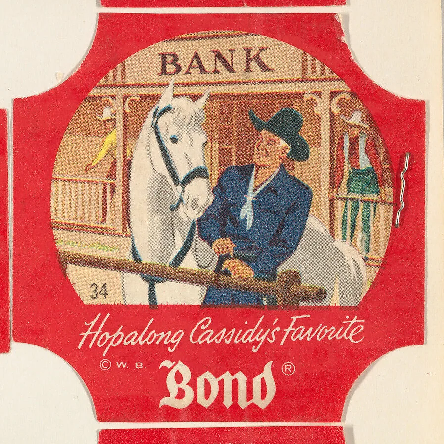 No. 34, from the Hopalong Cassidy bread labels series (D290-8) issued by Bond Bread — Warner Bros|Bond Bread