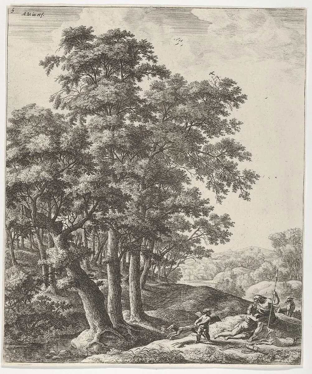 Landscape with Venus and Adonis, from the Series of Six Mythological Scenes — Anthonie Waterloo
