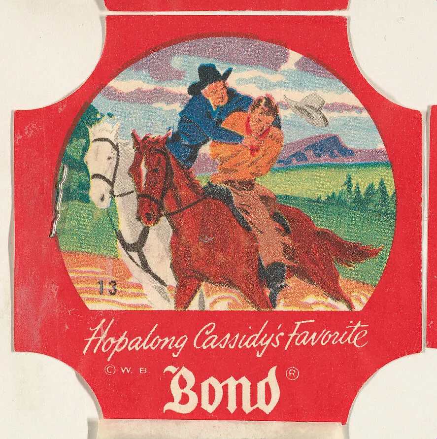 No. 13, from the Hopalong Cassidy bread labels series (D290-8) issued by Bond Bread — Warner Bros|Bond Bread