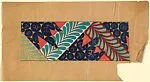 Vertical Pattern with Diagonal Friezes Combined with Areas of Blue Circles Over Yellow Background — Anonymous, French, 20th century