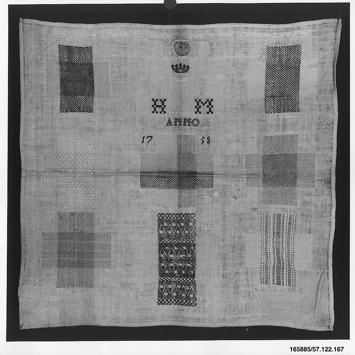 Embroidered darning sampler — Unknown