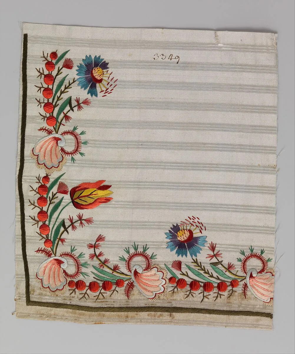 Embroidery sample for a man’s waistcoat — Unknown