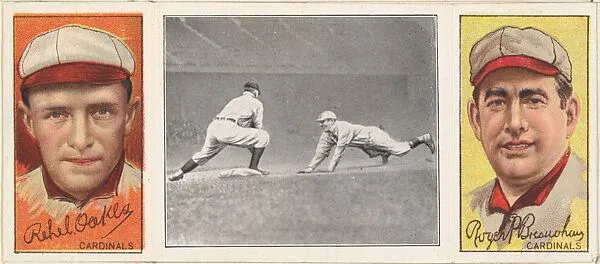 "Catching Him Napping," with Roger Bresnahan and "Rebel" Oakes, from the series Hassan Triple Folders (T202) — Hassan Cigarettes