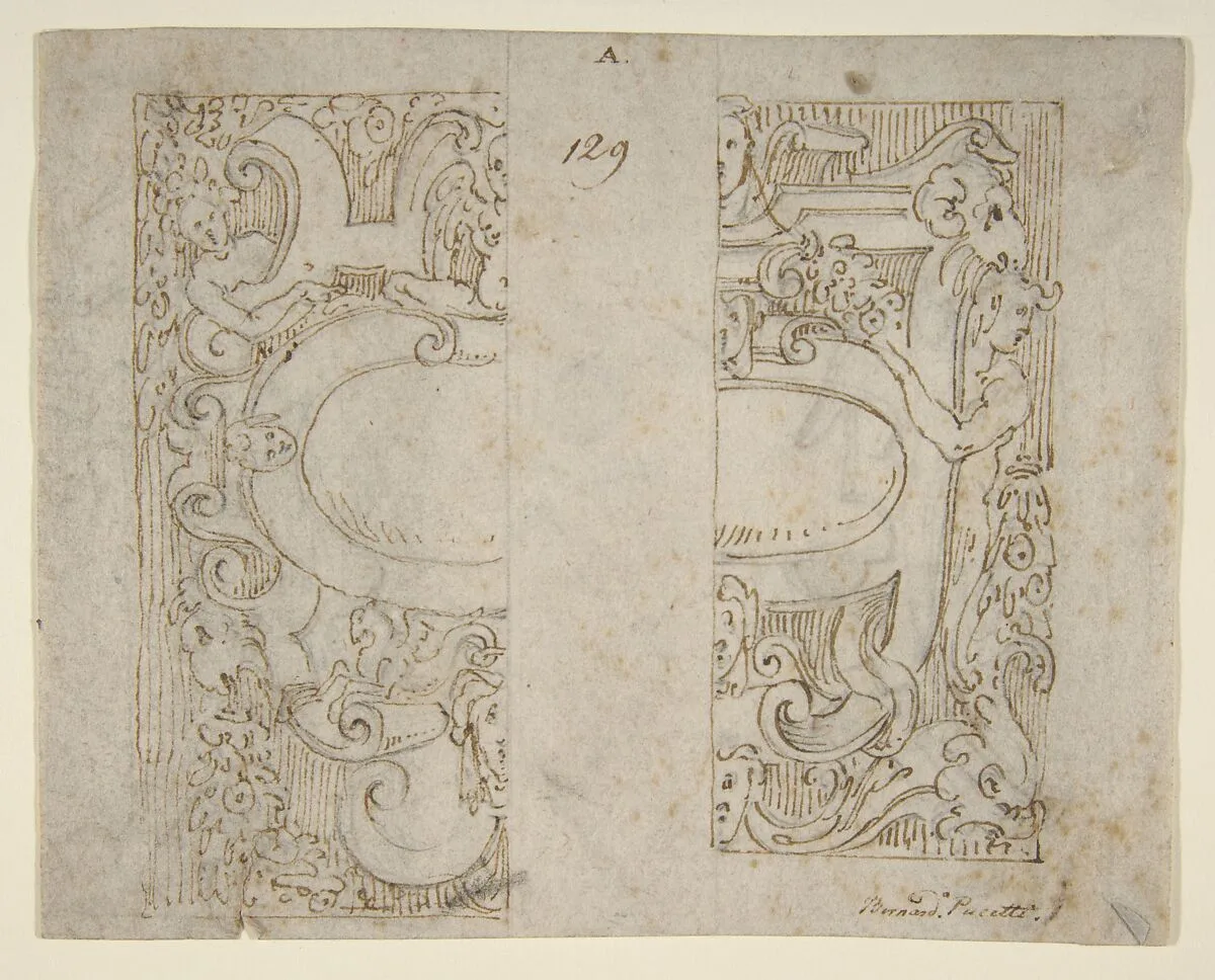 Designs for Cartouche (recto and verso) — Bernardino Poccetti