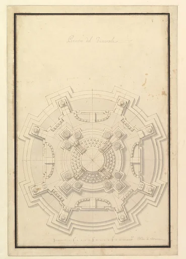 Ground Plan of a Catafalque for Francis Lewis of Newburg, Archshop of Mainz (died Breslau 1732)