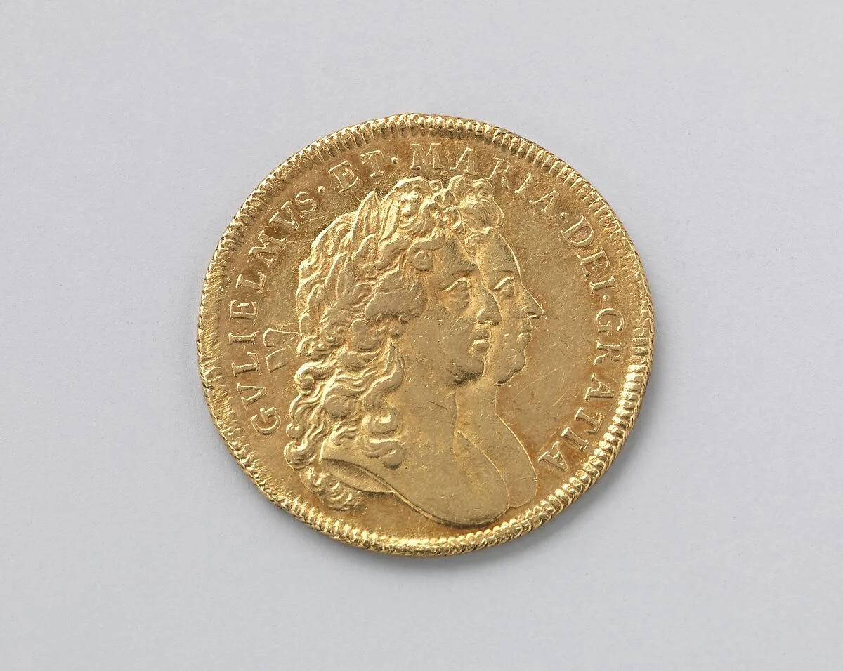 Two guineas coin of William and Mary — Norbert Roettier