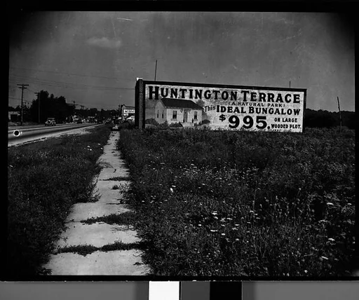 [Roadside Billboard Advertising Hungtington Terrace Bungalows, Possibly Florida]