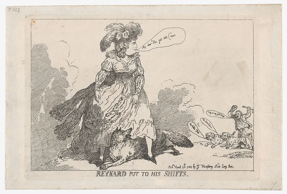 Reynard Put To His Shifts — Thomas Rowlandson|George Humphrey|Georgiana, Duchess of Devonshire|Charles James Fox