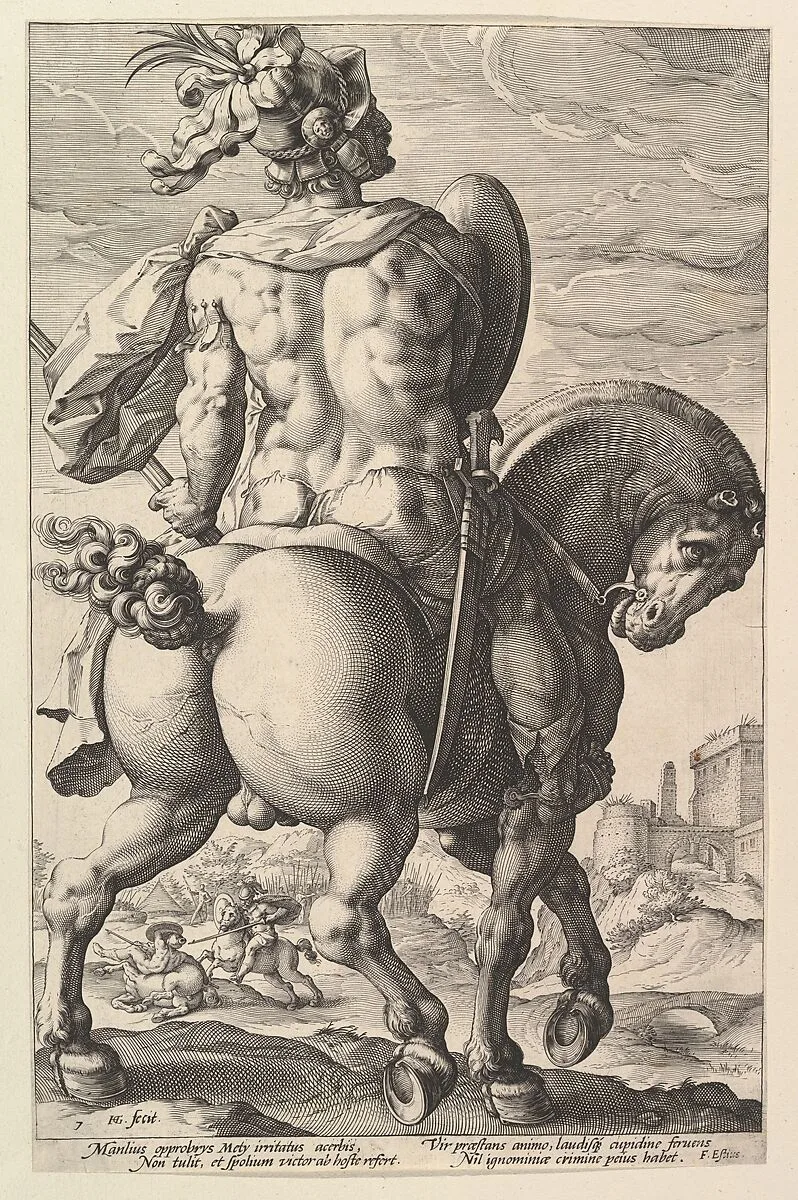 Titus Manlius, from "The Roman Heroes" — Hendrick Goltzius