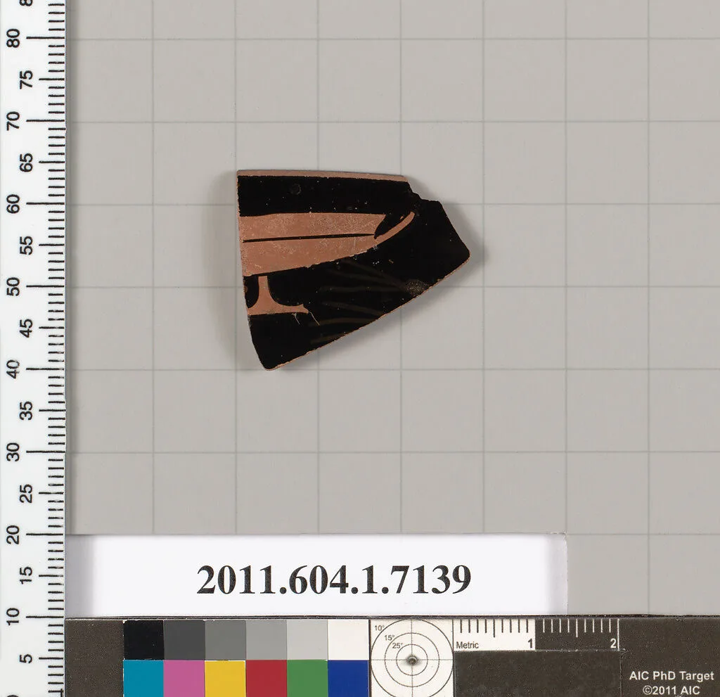Terracotta rim fragment of a kylix (drinking cup) — Makron