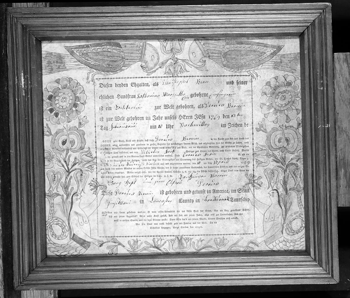 Birth and Baptismal Certificate — Unknown