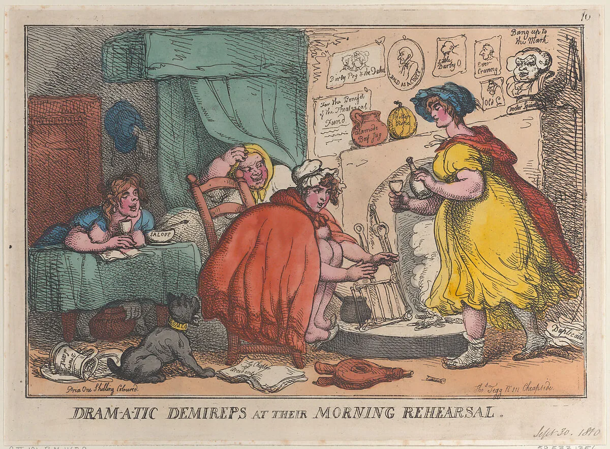 Dram-a-tic Demireps at their Morning Rehearsal — Thomas Tegg|Thomas Rowlandson