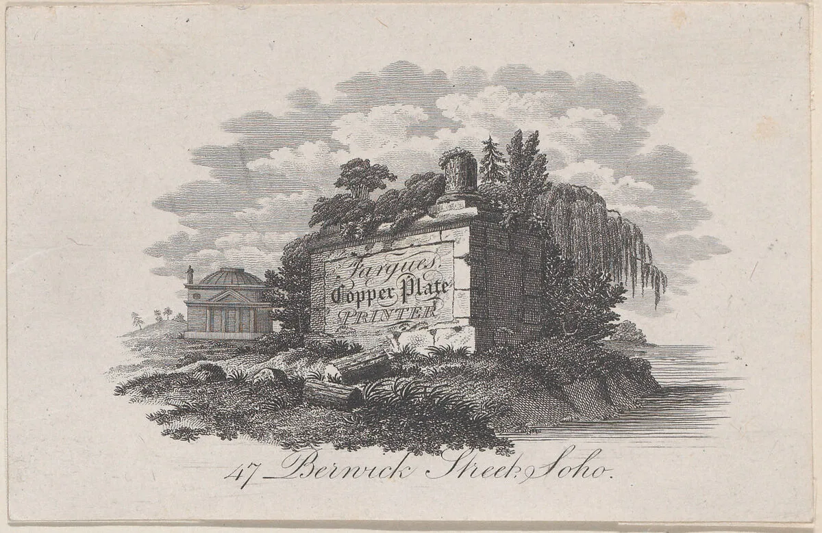 Trade Card for F.P. Fargues, Copper Plate Printer — Anonymous, British, 18th century